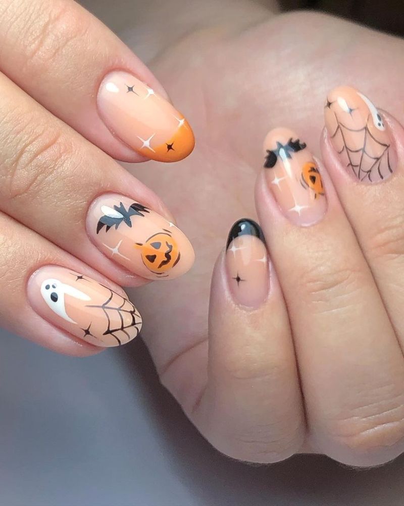 Illustration style spooky nails