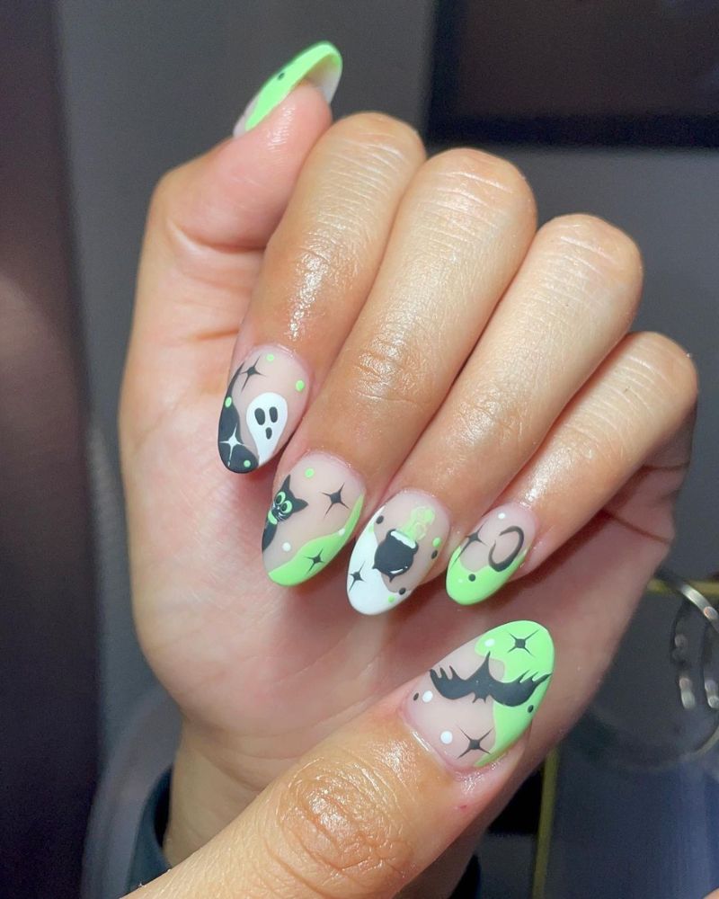 Neon halloween nails