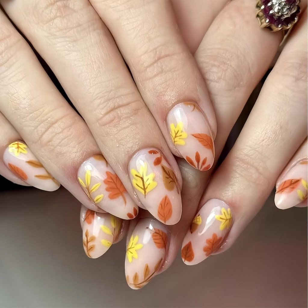 Leafy Nail For A Fall Vibes