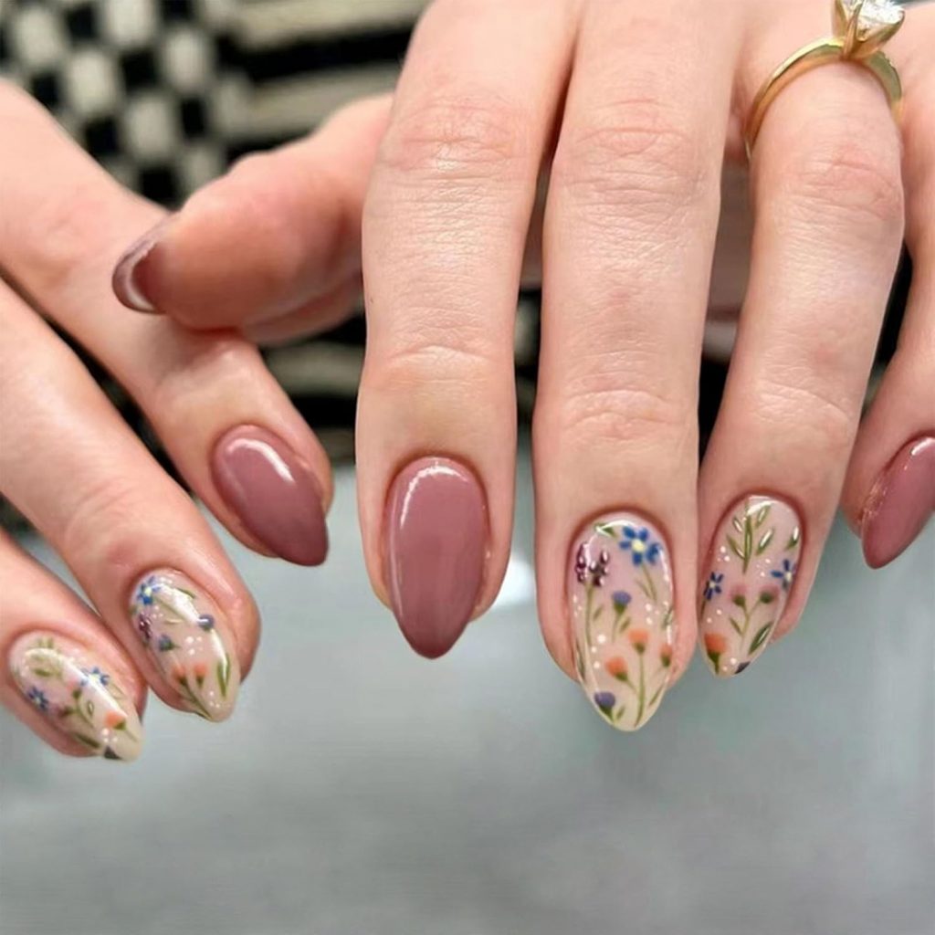 Dusty Rose & Wildflower Press-Ons Fall Nails