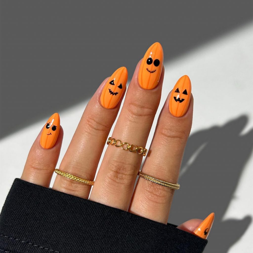 cute pumpkin press on nails